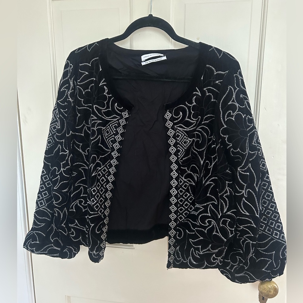 Urban outfitters embroidered velvet/velour jacket